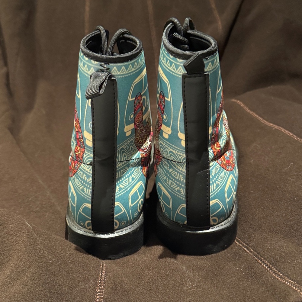 Hippie Van Peace Sign Ankle Boots - Picture 5 of 7